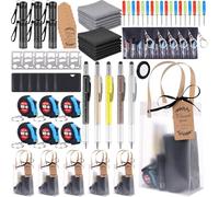 6 Set Baby Shower Prizes for Men, Baby Shower Game Winner Gifts Including Mini Screwdriver Keychain Tape Measuring Flashlight Pen Cleaning Cloth Set Bulk for Adult Bachelor Party Favor (Black & Grey)