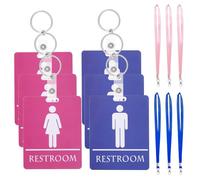 6 Set Bathroom Pass Restroom Pass with Key Holder Keychain Restroom Tag with Lanyard PVC Hall Bathroom Passes Blue and Pink Keychains for Women Men School Toilet Office Public Place