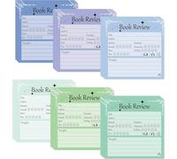 6 Set Book Review Sticky Notes for Reading Tracking 2.95 x 2.95 inch Back to School Mini Colorful Funny Office Notepads 300 Pag Reading Tracker Sticky Pads for Students Teacher Women Men Adult