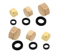6 Set Brass Female Garden Hose Plug End Caps with Washer 3 Sizes | Golden Finish, Hexagonal Head, Precision Threaded Seal, Universal Fit for Washing Machine and Garden Hoses