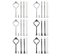 6 Set Cake Stand Fittings Kits, MSDADA 3 Tiered Tray Hardware for Cake Stand Mold Crown 3 Tier Cake Holder Hardware for Wedding Party Making Resin Cupcake Dessert Platter Serving Stand(Silver&Black)