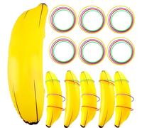6 Set Inflatable Banana Ring Toss Game Includes 24 Pcs Plastic Ring Toss 6 Pcs Inflatable Bananas for Bridal Shower Engagement Party Decor Summer Pool Bachelor Party Game