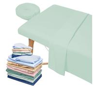 6 Set Microfiber Massage Table Sheet Set, Includes Flat and Fitted Sheets, Face Rest Cover, 6 Colors, Stain & Wrinkle Resistant(Pastel Color)