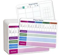 6 Set Place Value WhiteBoard, 9" x 12" Double Sided Dry Erase Boards for Kids for Teaching Place Values from Billions to Decimal Numbers, Math Manipulatives Lapboards for Teachers School