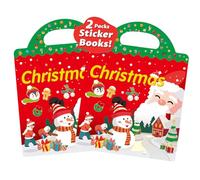 6 Set Puffy Sticker Books for Kids 2-4 Years Old 3D Reusable Sticker Books for Toddlers 1-3 Includes Farm, Animal, Dinosaurs, Ocean World, Space (Christmas 2 Pack)