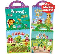 6 Set Puffy Sticker Books for Kids 2-4 Years Old 3D Reusable Sticker Books for Toddlers 1-3 Includes Farm, Animal, Dinosaurs, Ocean World, Space (Animals+Insects+Princess+Farm)