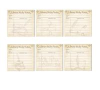 6 Set Retro Library Due Date Notes Sticky - Vintage Self-Adhesive Slips for Librarians & Teachers Reading Tracker Record Library Card Pockets for Book Checkouts School Classroom Supplies (English)