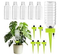 6 Set Self Watering Planter Insert Spikes, Indoor Plant Watering Devices 6pcs Slow Release Auto Vacation Plant Waterer Stakes 6pcs 20oz Plastic Bottles with Adjustable Valve Switch Control for Garden
