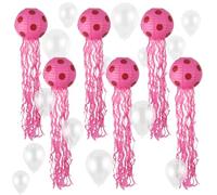 6 Set Sponge Party Hanging Jellyfish Decorations Pink Hanging Jellyfish Paper Lanterns with 5 Inch 10 Inch Clear Balloons for Mermaid Theme Under The Sea Ocean Birthday Party Decorations