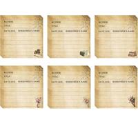 6 Set Vintage Design Library Due Date Note Sticky 2.95 x 2.95 inch Retro Self Adhesive Checkout Cards 300 Pag Reading List Tracker Bookmark Sticky of School Library Management Tools