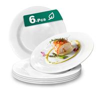 6 Sets 10.5 Inch Plate Set Unbreakable Lightweight Dessert Plates - White Dinner Plates Dishwasher Safe Outdoor Kitchen Kids Snack Plate Scratch Resistant Reusable Gift For Wedding Home Everyday Use