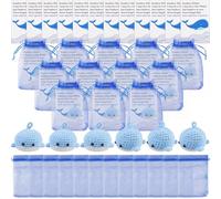 6 Sets 18Pcs Knitted Whale Gifts Handmade Crochet Emotional Support Gift Including Mini Blue Crochet Whales, Positive Cards, Organza Bags,Whale Gift Appreciation Gifts for Employees Coworkers Students