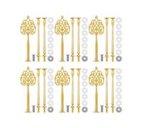 6 Sets 3 Tier Cake Stand Hardware Kit, Vintage Gold Heavy Metal Tiered Tray Fitting for Dessert Cupcake Plate