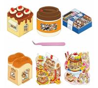 6 Sets 3D DIY Sticker Scenes with Tweezers for Kids Gifts,Fun DIY 3D House Stickers Make Your Own Mini Store Tasty Hamburger Bread Dessert Shop Therapy for Adult Relief Stress Pass The Time