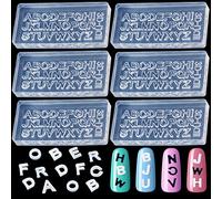 6 Sets 3D Letters Silicone Molds, Transparent Mini Alphabet Resin Molds, A-Z 26 Alphabets for Nail Art Charms, Pendants, Jewelry Making Craft