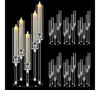 6 Sets 5 Arm Acrylic Candelabra Centerpieces, MSDADA 58 cm Tall Clear Candle Holder, Christmas Centerpieces for Tables, Candlesticks Holder for Wedding Fireplace Party Decor Fit 0.82'' LED Candle