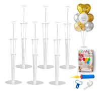 6 Sets Balloon Stand Kit with Manual Pump, Balloon Stick Holder for Table Centrepieces, Birthday Wedding Gender Reveal Party Decorations, Holds 42 Balloons