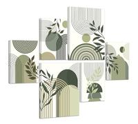 6 Sets Boho Sage Green Geometric Lines Canvas Wall Art for Living Room, Framed Nordic Minimalist Plants Wall Painting Abstract Pictures on Canvas Prints Home Decor for Bedroom Office 20x30cmx4+30x40x2