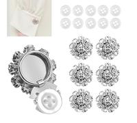 6 Sets Button Cover Rhinestone Covers, Silver White Diamante Crystal Buttons with 10pcs Sewing Buttons, DIY Button Detachable Clip-On Jewelry Women Men for Blouses, Coats Cuff Link and Dresses Decor