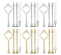 6 Sets Cake Stand Fittings - 32CM 3 Tier Afternoon Tea Cake Stands Handle Hardware Holder, Cake Stand Mold Crown for Cakes Fruit Candy Display Tower Party Food Stands Birthday Wedding (Silver Gold)