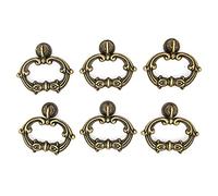 6 Sets Distressed Antique Brass Finished Vintage Cabinet Pulls - Drop Ring Pulls Handles for Dresser Drawer Cupboard, Dimension 1.9-in x 1.8-in
