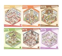 6 Sets DIYS Stickers, Cute Cartoon Scene Sticker Fun DIYS Sticker Scene DIYS 3D Sticker Scene Stickers Stress Relief Activity for Relaxing and Passing The Time