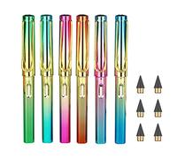 6 Sets Everlasting Pencil with BONUS 6pcs Replacement Nibs, Infinity Inkless Pencil with Erasers, Magic Cute Forever Pencil for Kids Writing, Sketching, Drawing, (6 Pencils + 6 Erasers + 6 Tips)