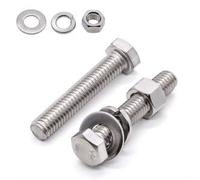 6 Sets Glvaner 1/2-13 x 1-1/2" Stainless Steel Hex Bolts with Hex Nuts, Flat Washers and Lock Spring Washers 304 Stainless Steel 18-8 Full Thread Coverage Coarse Thread