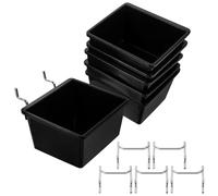 6 Sets Heavy Duty Pegboard Storage Bins for Craft Room and Workbench | Slanted Opening Design, Black Plastic and Iron Build, Workshop Organization, Spacious Storage for Busy Spaces