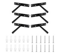 6 Sets Invisible Shelf Support Bracket Black Iron for Wooden Shelves | Heavy-duty Diy-friendly Support, Clean Floating Look, for Partitions and Home Projects