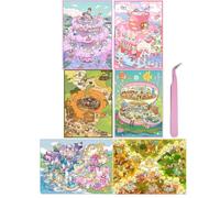 6 Sets Large 3D Sticker Scene Sticker Therapy 3D Scenes Kits with Tweezer,Isometric Miniature House Room Sets,Cute Stickers for Relaxing Fun,DIY Scene Stickers for Adults Kids