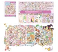 6 Sets Large Size DIY 3D Sticker Scene Collection Book for Kids Adults DIY 3D House Stickers Book Miniature Scene Stickers Therapy for Adult Relief Stress Pass The Time Birthday Gift