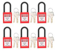 6 Sets Lockout Lock, Lockout Tagout Lock Kit for Electricians with 2 Keys Per Lock,Engineering Safty Nylon Lock Security Padlock for Electrical Lock Off Kit