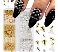 6 Sets Metal Nails Decorations Edgy Studs Assorted Bold Designs Long Lasting Adhesive Accessories For Manicures Party Nail Decoration Punk