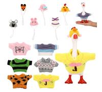 6 Sets Mini Desk Goose Outfits and Hats, Cute Knitted Clothes for 7 Inch Magnetic Desk Goose or Keychain Adorable Porch Geese Statue Costumes Headwear Accessories for Home Office Decor Display