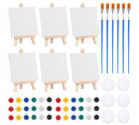 6 Sets Mini Painting Kit for Beginners, Tabletop Canvas Set
