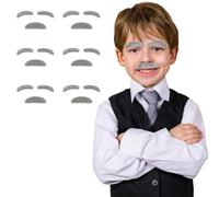 6 Sets Old Man Moustache and Eyebrows - Realistic Fake Moustaches & Stick On Eyebrows for Adults & Kids - Soft, Comfortable Cosplay Halloween Party Carnival Pretend Play Stage Props