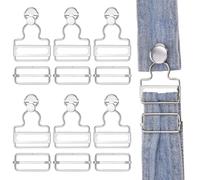 6 Sets Overalls Buckles, 1.25 inch Silver Metal Overall Replacement Clasp Clips Adjustable Tri Glide Slide Buckle and Buttons, DIY Button No-Sew Accessories for Overall Bib Pants Trousers Jeans Jacket