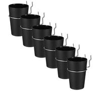6 Sets Pegboard Cups and Hook Rings Set for Garage Workbench Storage | Abs and Iron Construction, Black Finish, Easy Installation and Removal, Simple Minimalist Style