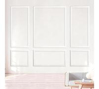 6 Sets Pre-Cut Wall Panel Molding Kit, Ready to Assemble, 3 Top 3 Bottom Frame, Pre-Cut Wainscoting Panels and Wall Moulding Trim for Home Decoration Bedroom Decor Home DIY(No Adhesive Backing)