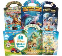 6 Sets Reusable Sticker Book for Toddlers 3-6, Kids Sticker Books,Waterproof Travel Stickers for Plane & Road Trip,Educational Sensory Learning Toy (6 Themes)