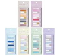 6 Sets Sticky Annotation Page Tags, 6 Boards of 20 PET Tabs | Thin Reusable Strips, No Tear Repositioning, for Documents, Binders, Bullet Journaling and Archives