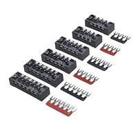 6 Sets Terminal Blocks, 4/5/6 Positions 600V 15A Dual Row Wire Screw Terminal Strip Block with Cover + 400V 15A Pre-Insulated Bus Bar Terminals Barrier Strips Jumpers (Black & Red) by MILAPEAK