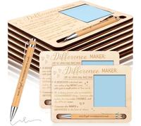 6 Sets Thank You Gift Bulk Inspirational Pen Sticky Notepad Wooden Holder