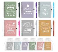 6 Sets Thank You Teacher Gifts 6 Teachers Notebook 6 Ballpoint Pens 6 Organza Bag Portable Notepad Teacher Appreciation Gifts Teachers Day Gifts for Teachers Nursery Assistant Graduation(Multicolor)