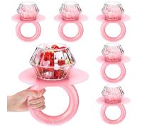 6 Sets Valentine's Day Giant Ring Shaped Gift Box DIY Kit Pink Diamond Candy Box Decoration with Transparent Bowl Glitter Foam Ring for Romantic Valentine DIY Gift Proposal Wedding Bridal Shower