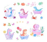 6 Sheet Dinosaurs Non-Slip Bathtub Stickers, 6 Style Cute Dinosaur Themed Fun Shower Floor Non-Slip Decals for Bathtub Shower Floor Glass Tile