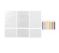 6 Sheet Flower Heat Shrink Paper, DIY Shrink Film Paper Kit, Two Sides Glossy and Frosted BOPS Shrink Plastic Sheets with 8 Color Pencils, Pre Cut Begonia and Peony Flowers for Jew