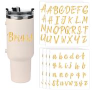 6 Sheet Letter Stickers for Stanley Cup, Vinyl and Paper Waterproof Transfer Logo Stickers for Cups Uppercase and Lowercase Alphabet Name Tags Decals Decoration for Water Bottles Glass(Gold)