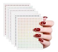 6 Sheet Tiny Heart Stickers, Mini Self-Adhesive Heart Nail Decals, Shiny 3D Tiny Hearts Decorations Nail Art Stickers for DIY Manicure Decoration Accessories(Red White Silver Black Gold Purple)